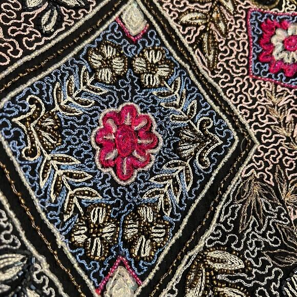 Vintage Diane Freis Hand Beaded Embroidered Sequined Lined Silk Jacket Size XL - Picture 7 of 11